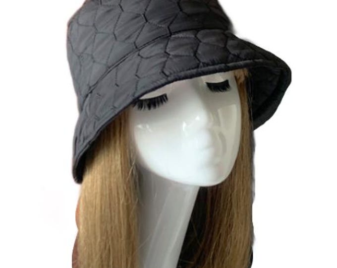 Women Soft Warm Winter Quilted Bucket Rain Hat Foldable Crushable Cap