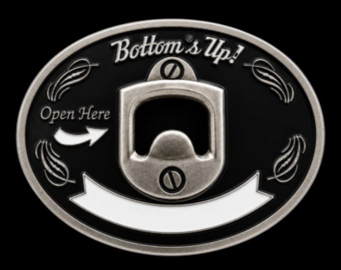 Bottoms Up Bottle Opener Cool Metal Belt Buckle