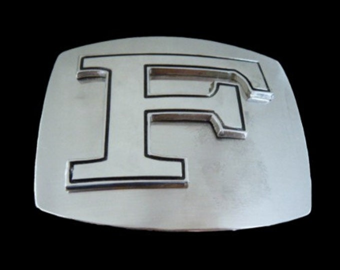 Initial F Letter Name Tag Monogram Chrome Belt Buckle Buckles