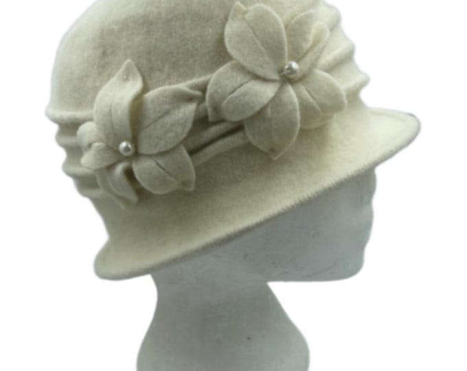 Women's 1920s Look Winter 100% Wool Cap Cloche Bucket Beanie Bucket Hat