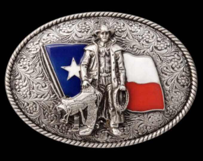 Texas Flag Cowboy Rodeo Western Belt Buckle Buckles
