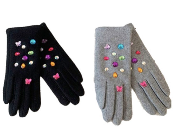 Women's Touchscreen Winter Fashion Rhinestones Gloves