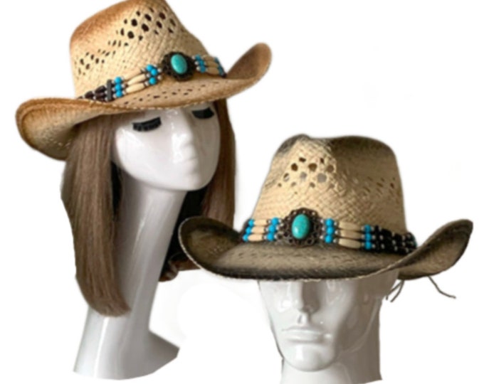 Straw Hat Summer Outdoor Men Women Western Cowboy Breathable Hats