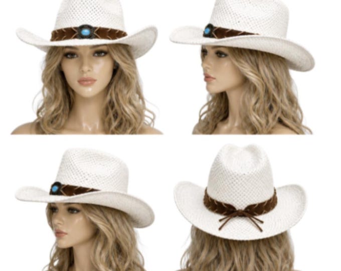Straw Hat Summer Outdoor Men Women Western Cowboy Breathable Hats
