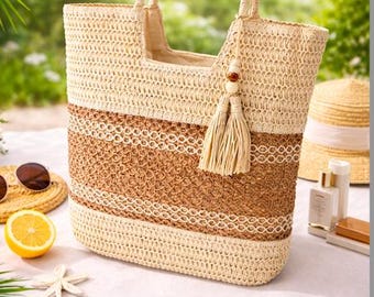 Summer Woven Straw Tote Bag – Lightweight Beach & Everyday Carry