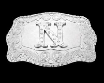 Letter N Initial Monogram Name Initials Letters Alphabet Big Belt Buckle Buckles