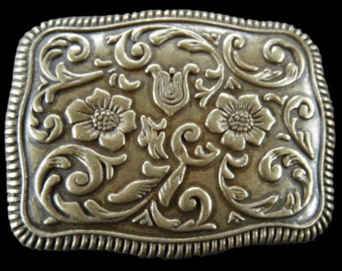 Flowers Ranch Cowgirls Vintage Western Belt Buckle Buckles