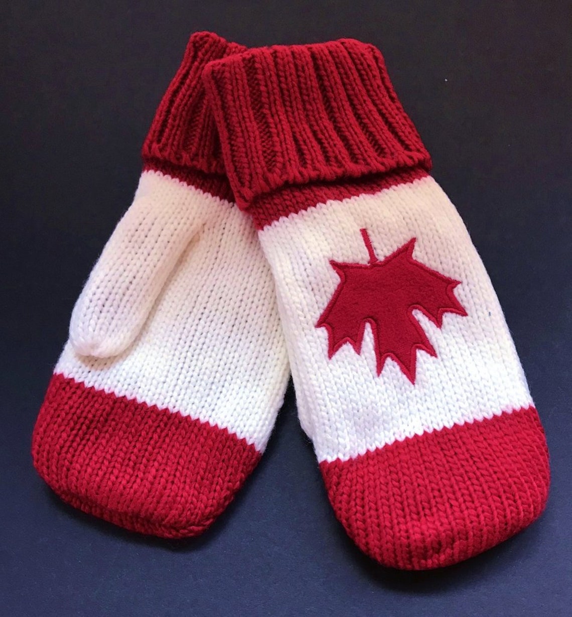 Red Maple Leaf Canada Canadian Fashion Warm Mittens Mitts Etsy Canada