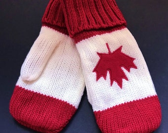 Mittens Winter Gloves Mitts Red Maple Leaf Canada Canadian Fashion