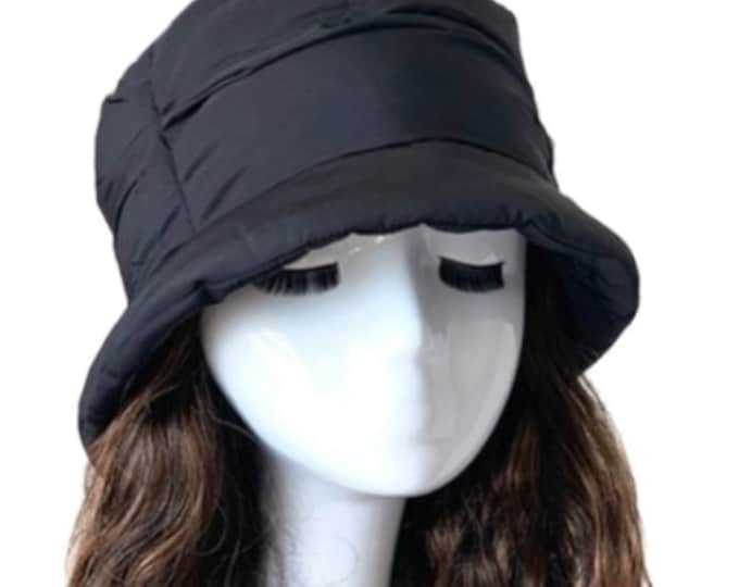 Women Soft Warm Winter Quilted Bucket Hat Foldable Crushable Cap New