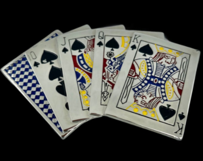Royal Straight Flush Casino Gambling Poker Metal Belt Buckle