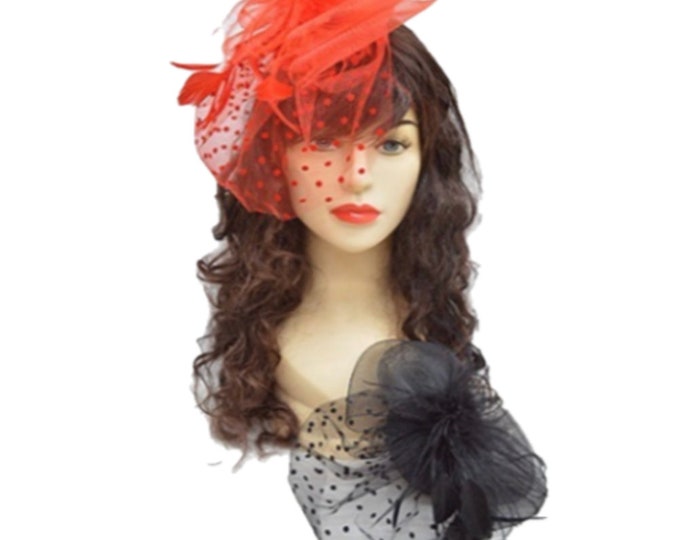 Women Bow Fascinator Feather Hat Cocktail Tea Party Headband Wedding Hair Clip