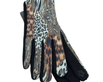 Women's Animal Print Cheetah Leopard Gloves Winter Fashion