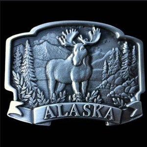 Belt Buckle Alaska Moose Antlers Wildlife Alaskan Hunters Belts Buckles