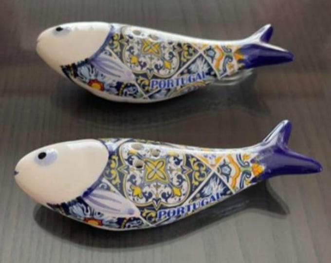 Portuguese Tiles Portugal Souvenir Ceramic Sardine Salt and Pepper Shakers