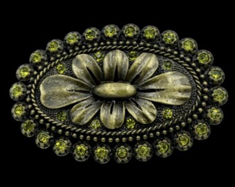 Flower Belt Buckle Rhinestone Flowers Women's Western Buckles & Belts