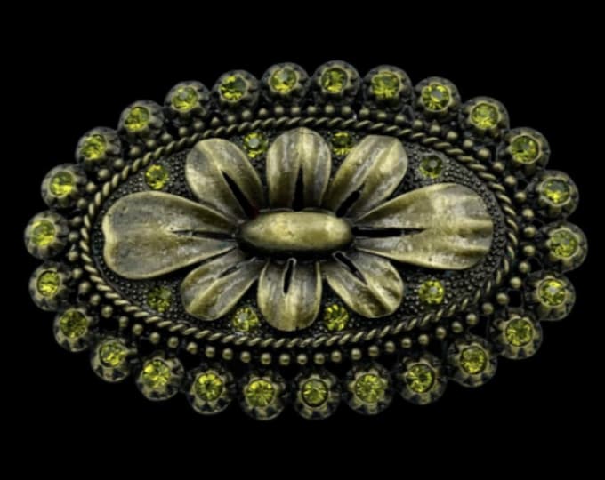 Flower Belt Buckle Rhinestone Flowers Women's Western Buckles & Belts