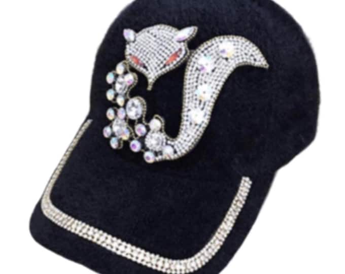 Bling Rhinestone Fox Women's Baseball Cap Outdoor Sun Hat