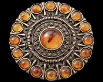 Flower Amber Stone Floral Women Belt Buckle