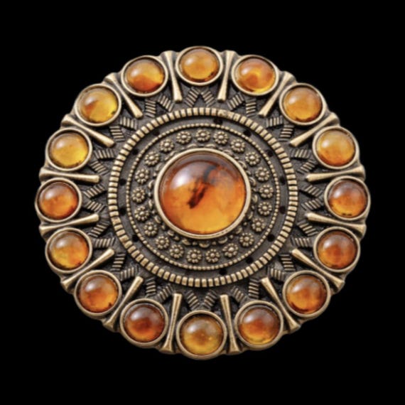 Flower Amber Stone Floral Women Belt Buckle - Etsy display picture 2