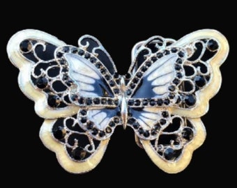 Beige Rhinestone Cool Glitter Butterfly Butterflies Belt Buckle Belts Buckles