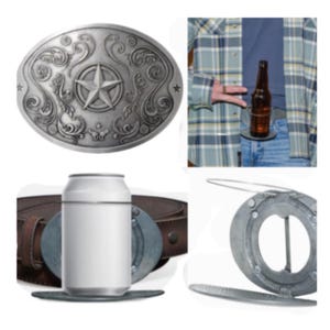 Metal Star Beverage Beer Can Bottle Holder Belt Buckle Belts Buckles