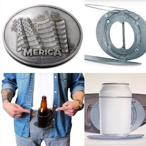 Belt Buckle Beer Bottle Holder USA Merica American Flag Beverage Holders Buckles