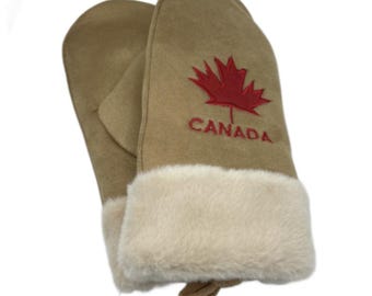 Unisex Canada Red Mapleleaf Flag Mittens Warm Winter Mitts