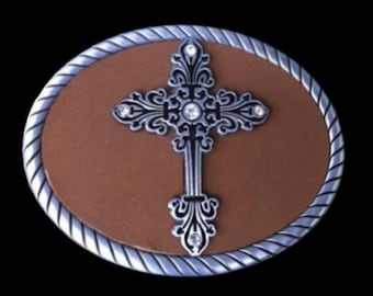Floral Trophy Medieval Crusaders Cross Belt Buckle