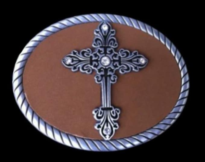 Floral Trophy Medieval Crusaders Cross Belt Buckle