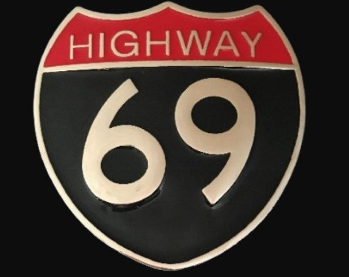 Highway 69 Route Road Sign Funny Cool Bar Joke Belt Buckle Buckles