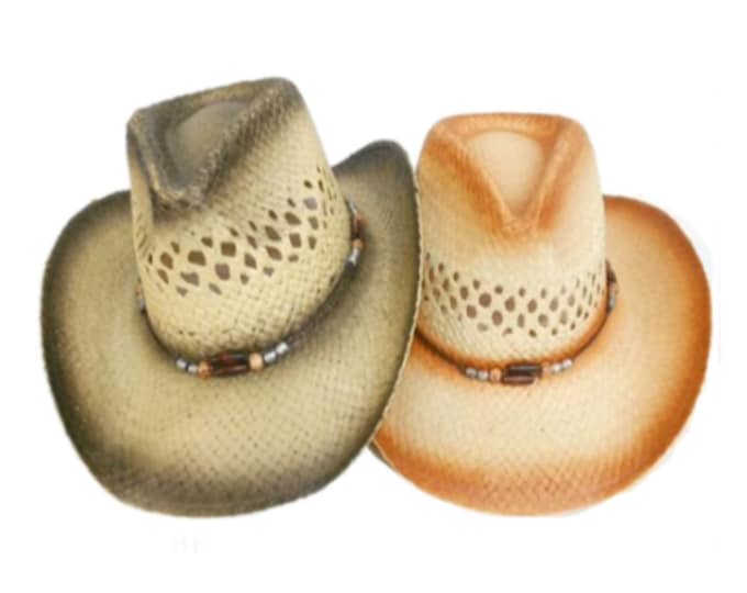 Paper Straw Cowboy Hat Men Women Western Cowgirl