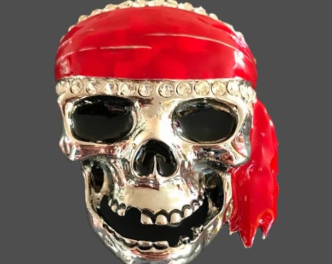 Rhinestone Pirate Skull Bone Skeleton Scarf Belt Buckle