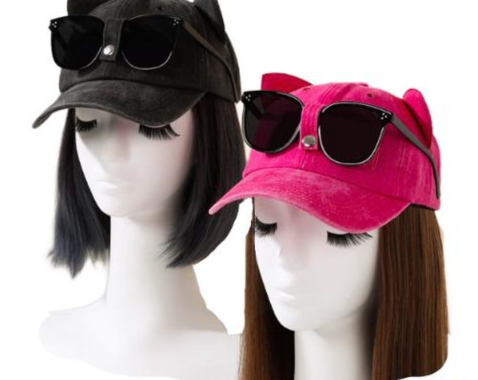 Cat-Ear Sunglasses Holder Baseball Cap  Purr-fectly Stylish Sun Protection