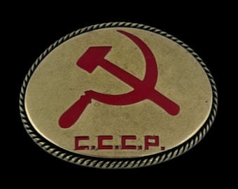 Russia USSR Russian Soviet Union CCCP Flag Belt Buckle