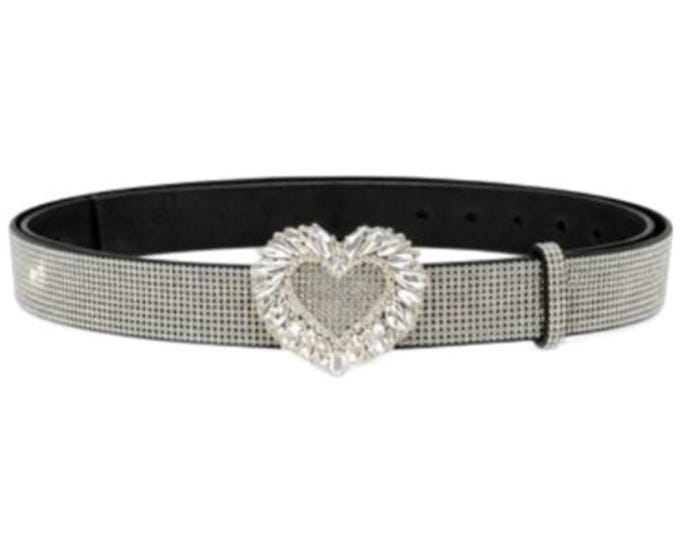 Women's Sparkling Rhinestone Bling Waist Fashion Belt with Heart-Shaped Buckle