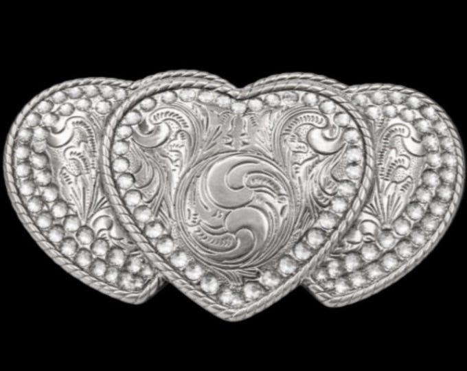 Three Hearts Sign Symbol Of Love and Peace Western Belt Buckle Buckles