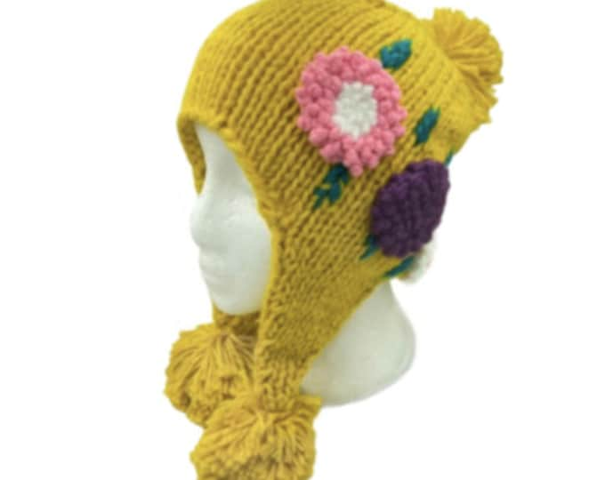 New Fashion Women’s Hat Warm Winter Pom Pom Knitted Crochet Flower