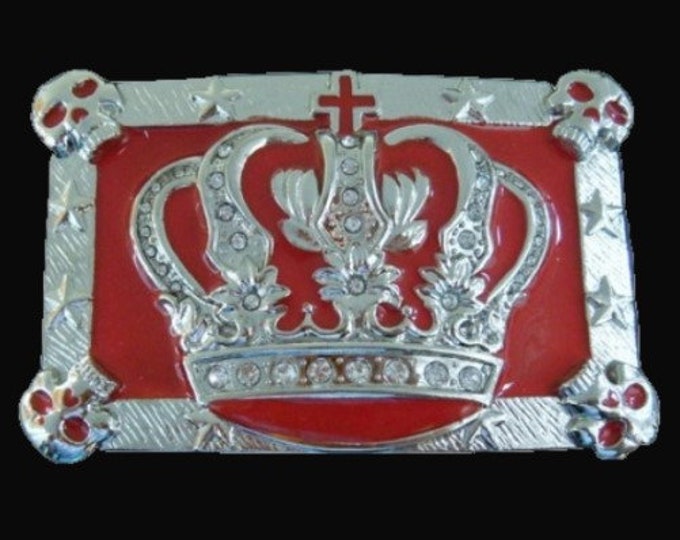 Crown Queen King Red Skull Royal Crown Royalty Belt Buckle Buckles