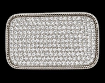 Rhinestone Rectangular Cool White Retro Disco Belt Buckle Buckles