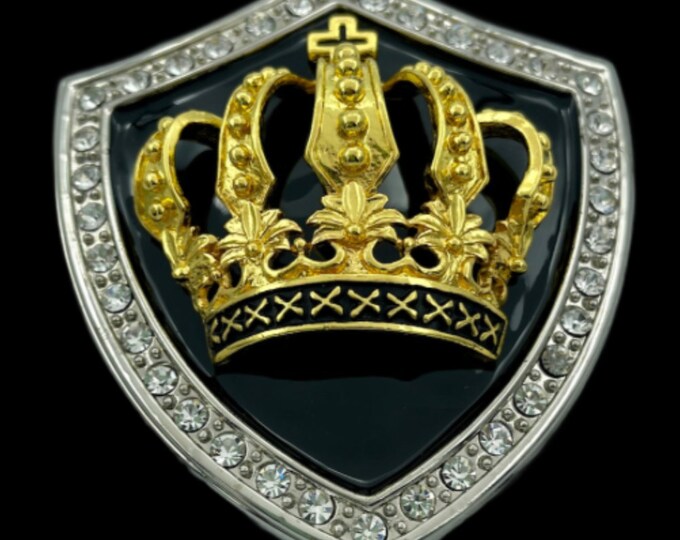 Gold Black Crown Belt Buckle Feathers Metal Rhinestones High end Fashion Quality