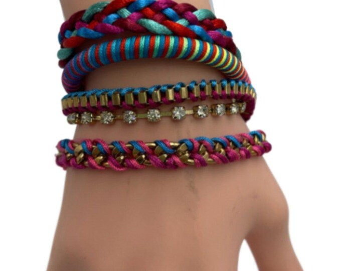 Cool Braided Wrap Colorful Bracelet Magnetic Clasp