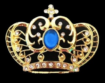 Beauty Queen Fashion Rhinestone Golden Crown Belt Buckle