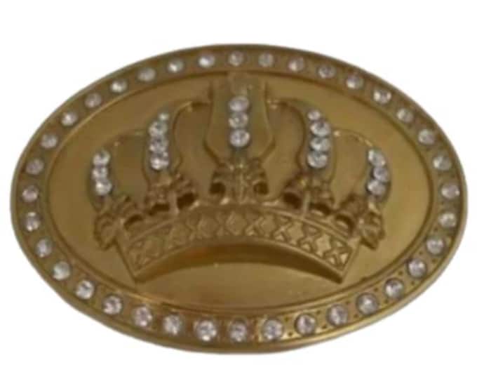 Great Fun Fashionable Belt Buckle Goldtone Crown King Queen Pimp Bling Statement
