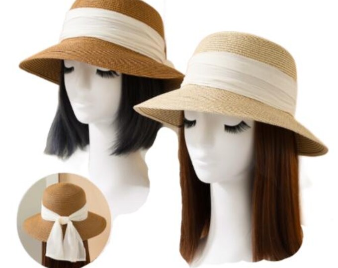 Summer Straw Hat Women Ladies Wide Brim Beach Hat Sun Foldable Cap
