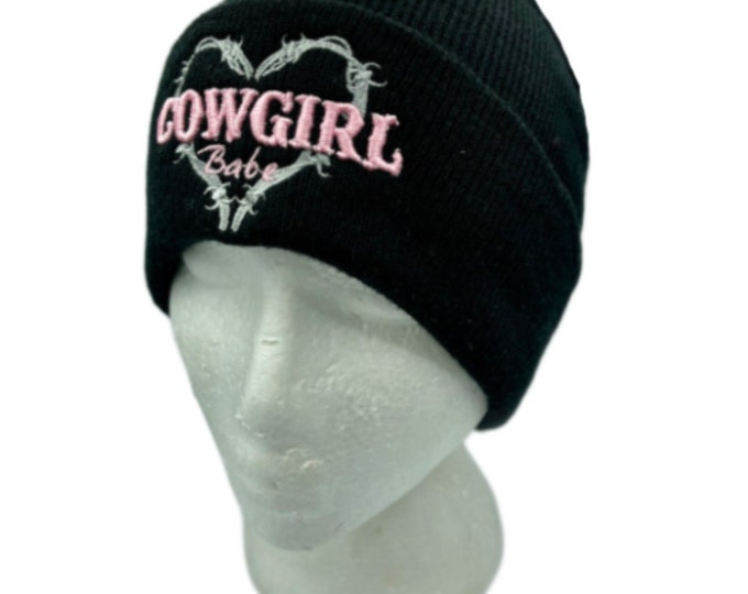 Embroidered Cowgirl Babe Beanie Winter Tuque Hat