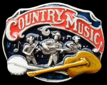 Country Music Belt Buckle Guitars Banjos Musical Instruments Western Belts Buckles