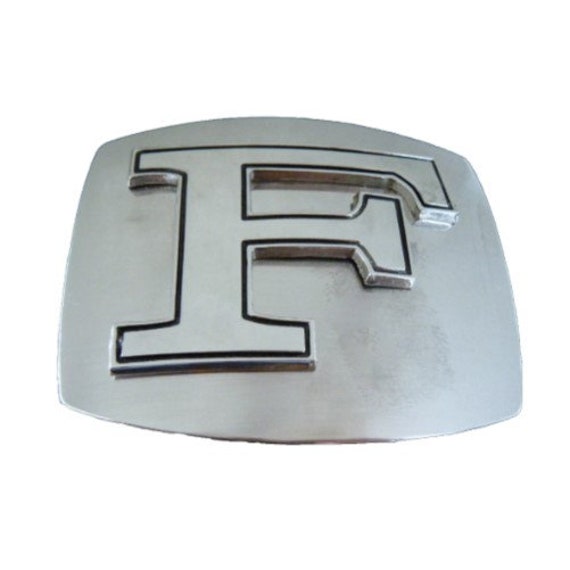 Initial F Letter Name Tag Monogram Chrome Belt Buckle  display picture 3