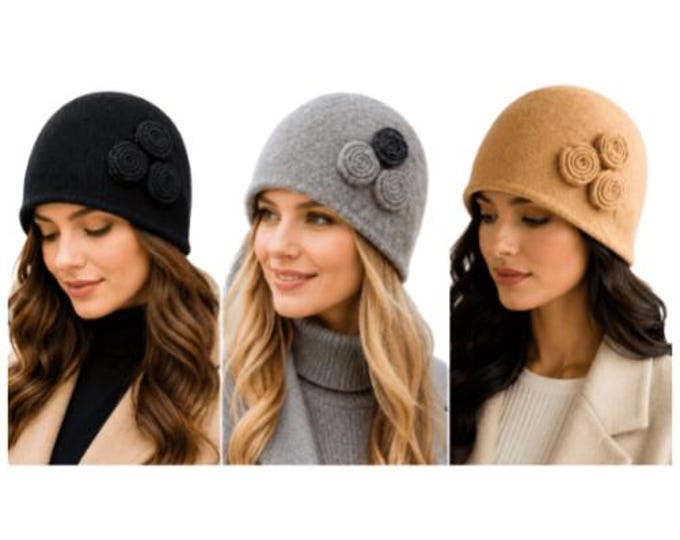 Women's Vintage Gatsby Style Wool Bucket Cloche Beanies Beret Winter Fashion Hat