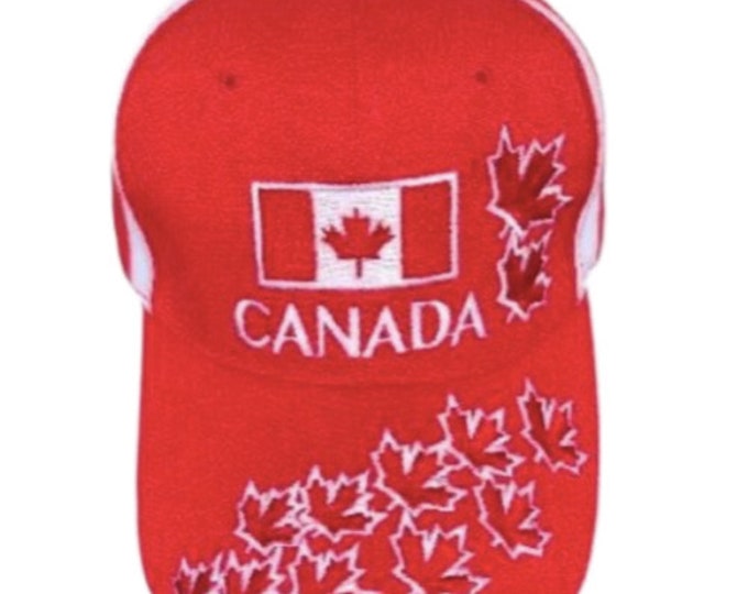 Red Canada Flag Baseball Ball Hat Cap Maple Leaves Casquette
